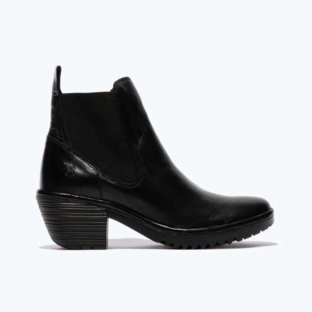 Fly London black leather Wasp Chelsea heeled ankle boots size 38 (8)